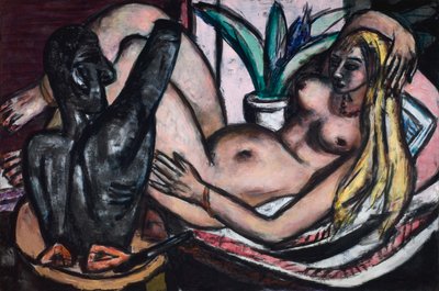 Stúdió (női akt és szobrászat) alkotó: Max Beckmann