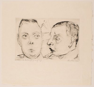 Két autótiszt, 15-ös tábla az „Arcok” portfólióból alkotó: Max Beckmann