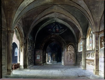 Dekoráció „Die Meistersinger” vagy „Les maitres singteurs de Nuremberg”” című operájához, Richard Wagner. Bruckner szcenográfiája, I. felvonás Wagner Múzeum Bayreuth. alkotó: Max Bruckner