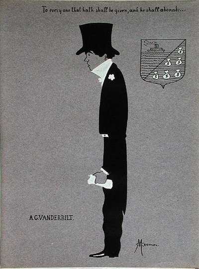 Alfred Gwynne Vanderbilt (1877-1915) karikatúrája az Amerika milliomosaiból alkotó: Max Cramer