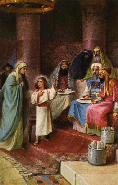 Hanna elviszi Sámuelt Élihez a templomba (nyomtatás) alkotó: Max Hirmer