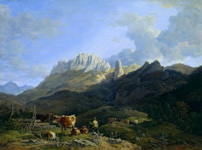 Alm táj Kampenwanddal alkotó: Max Joseph Wagenbauer