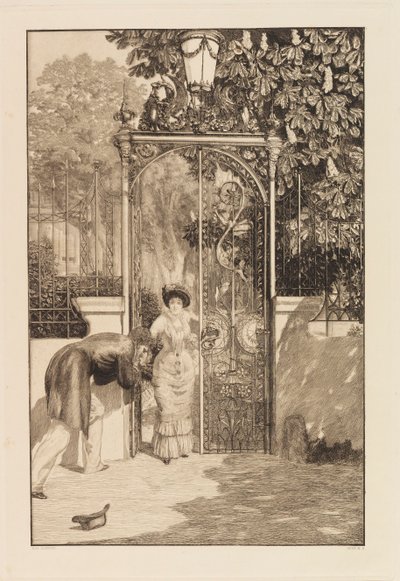 A kapuban az A szerelem sorozatból, Opus X, 1887. alkotó: Max Klinger