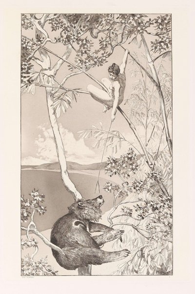 Bear and Elf Bär und Elfe plate I from Intermezzos, Opus IV Intermezzi, Opus IV, c. 1880. alkotó: Max Klinger