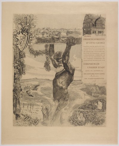Tiszteletbeli polgár oklevél Dr. Otto Georgi polgármesternek alkotó: Max Klinger