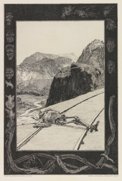 On the Tracks, 8. lemez a Halálról című tárcáról, I. rész, Opus XI, 1897. alkotó: Max Klinger