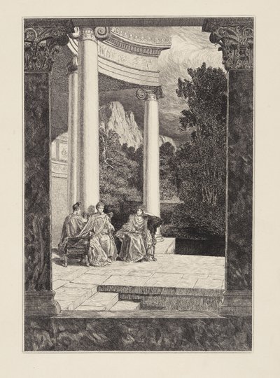 Psyche és nővérei (Ámor és Psyche, V. opus, 18. lap) alkotó: Max Klinger