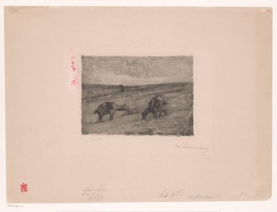 Táj legelő kecskékkel alkotó: Max Liebermann (signed by artist)