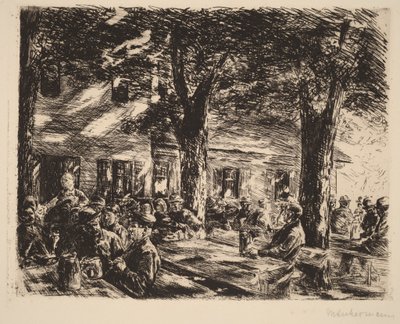 Egy vendéglőkert Rosenheimben alkotó: Max Liebermann