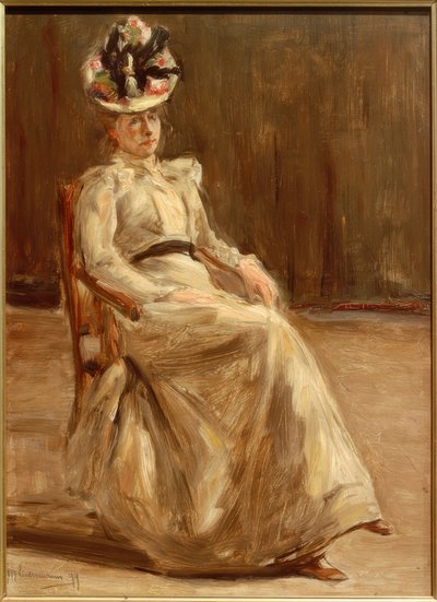 Ülő hölgy portréja egész alakban alkotó: Max Liebermann