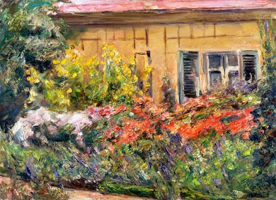 Virágzó évelők a kertész házikója mellett, észak felé alkotó: Max Liebermann