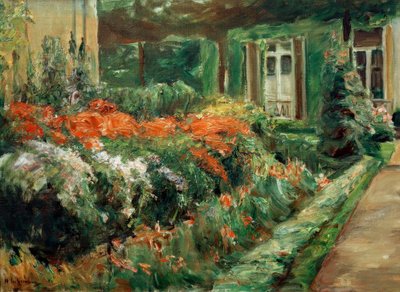 Virágbokrok a kerti fészernél keletre alkotó: Max Liebermann