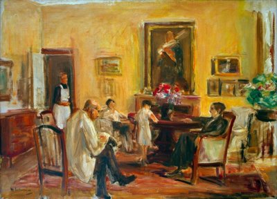 A művész és családja házában a Wannsee-n alkotó: Max Liebermann