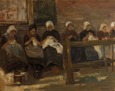 Varró lányok Huyzenben - Tanulmány hét figurával. 1889 alkotó: Max Liebermann