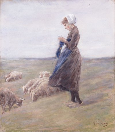 Pásztorlány; Schafhirtin, 1887 alkotó: Max Liebermann
