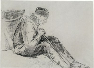 Ülő paraszt profilból alkotó: Max Liebermann
