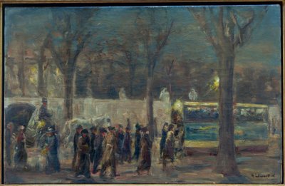 Utcai jelenet a Brandenburgi kapunál (este Brandenburgban ..) alkotó: Max Liebermann
