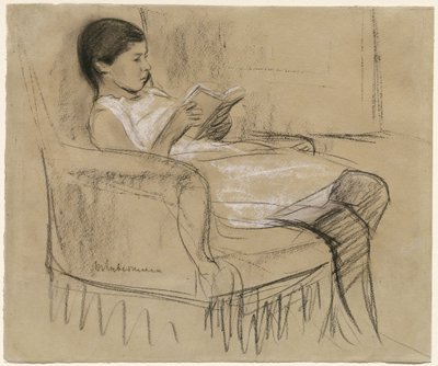 A művész lánya, Käthe egy székben olvas alkotó: Max Liebermann