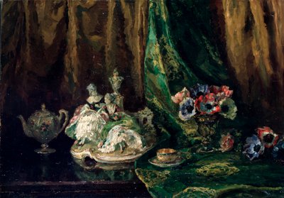 „Csendélet porcelánnal és virágokkal”, XX. század. alkotó: Max Müller