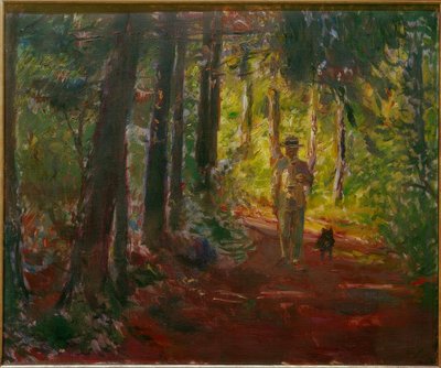 Férfi egy erdei ösvényen alkotó: Max Slevogt