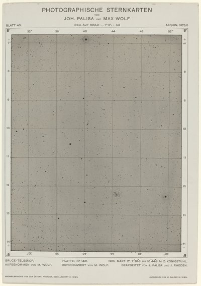 Fényképészeti csillagtérképek (1906. március 17.) alkotó: Max Wolf and Joh. Palisa