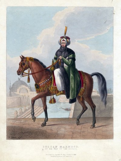 II. Mahmud (1785-1839) portréja (II. Mahmúd), az Oszmán Birodalom szultánja - M. Gauci életmű (aktív 19. század) - 1829 - Színes litográfia - 26x20 - Magángyűjtemény alkotó: Maxim Gauci