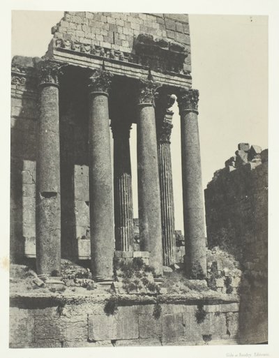 Baalbeck Heliopolis, Jupiter temploma, kilátás délkeleti szögből, Szíria, 184951, nyomtatva 1852. alkotó: Maxime Du Camp