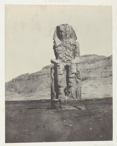 Gournah, III. Amenopht monolitikus kolosszusa; Théba, 56. tábla az "Egypte, Nubie, Palestine et Syrie" albumból (1852). alkotó: Maxime Du Camp