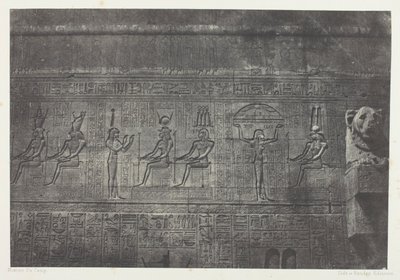 Denderah (Teutyres) nagy temploma, szobrok a hátsó homlokzatról; Felső-Egyiptom, 20. tábla az "Egypte, Nubie, Palestine et Syrie" albumból (1852) alkotó: Maxime Du Camp