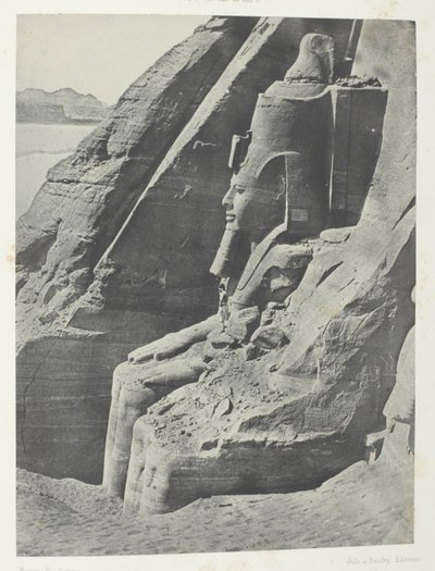 Ibsamboul, Colosse Oriental Du Spéos De Phrè, Vu De Profil; Nubie, 104. tábla az "Egypte, Nubie, Palestine et Syrie" albumból (1852). alkotó: Maxime Du Camp