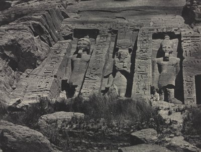 A sziklába vájt Hathor-templom déli része, Abu Simbel alkotó: Maxime Du Camp