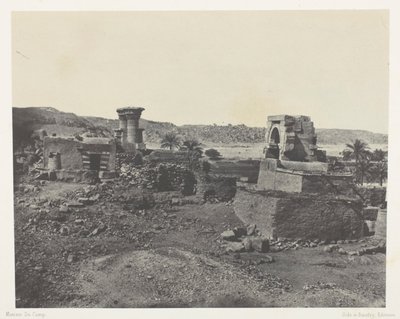 Falu és templom Beghé szigetén, Philoe-tól nyugatra; Núbia, 81. tábla az "Egypte, Nubie, Palestine et Syrie" című albumból (1852). alkotó: Maxime Du Camp