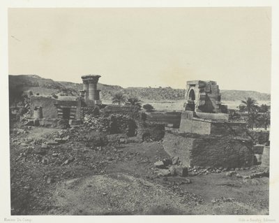 Falu és templom Beghé szigetén, Philoe-tól nyugatra; Núbia, 81. tábla az "Egypte, Nubie, Palestine et Syrie" című albumból (1852). alkotó: Maxime Du Camp