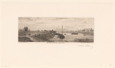 Kilátás a Szajnára, Argenteuil közelében Les bords de la Seine près Argenteuil (cím a tárgyon) alkotó: Maxime François Antoine Lalanne (signed by artist)