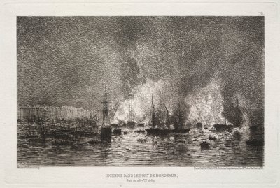 Tűzvész a bordeaux-i kikötőben, 1869. alkotó: Maxime Lalanne