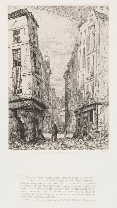 Rue des Marmosets Old Paris, 1862. alkotó: Maxime Lalanne