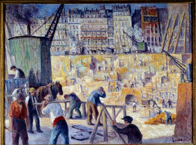 Egy építkezés Párizsban 1912-ben Maximilien Luce (1858-1941) festménye 1912 Dim. 0,6x0,81 m Rouen, Musee des Beaux Arts alkotó: Maximilien Luce