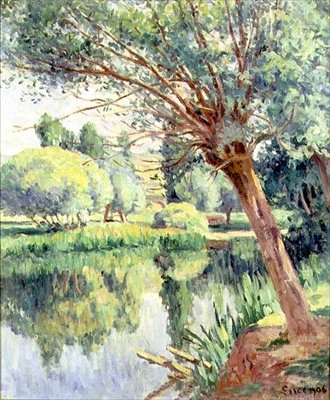 A presbitérium és a Fűzfa a folyóparton alkotó: Maximilien Luce