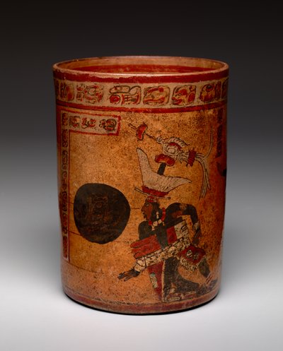Hengeres edény labdajáték jelenettel, késő klasszikus korszak, 682-701 körül (kerámia) alkotó: Mayan Mayan