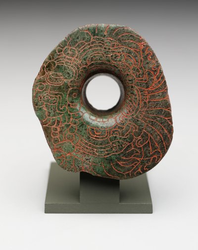 Füllámpa a Fő Madáristenség bekarcolt képével, 300-500 körül (jádeit) alkotó: Mayan Mayan