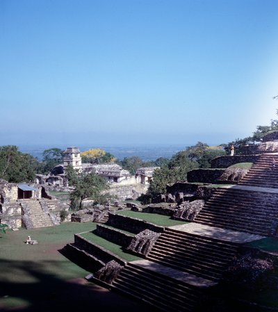 Kolumbiai előtti civilizáció: kilátás Palenque helyére a Chiapas klasszikus maja korszakában alkotó: Mayan Mayan