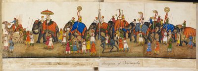 Felvonulási panoráma, illusztráció a „Reminiscences of Imperial Delhi”-ből. A Delhi könyv, Sir Thomas Theophilus Metcalfe alkotó: Mazar or Mazhar Ali Khan