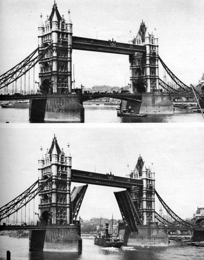 Tower Bridge nyitva és zárva, London, 1926-1927 alkotó: McLeish