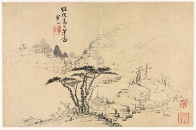 Különféle stílusú tájak régi mesterek után, 1690. alkotó: Mei Qing