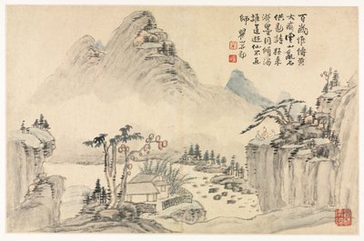 Különféle stílusú tájak régi mesterek után, 1690. alkotó: Mei Qing