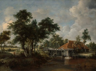 Vízimalom nagy vörös tetővel, 166265. alkotó: Meindert Hobbema