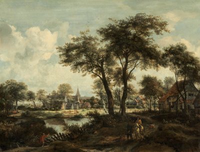 Falu medence mellett, c. 1670. alkotó: Meindert Hobbema