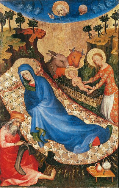 Születés (tempera panelen) alkotó: Melchior Broederlam
