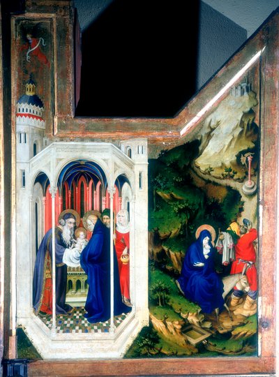 A bemutató a templomban és a repülés Egyiptomba, 1394-1399 alkotó: Melchior Broederlam