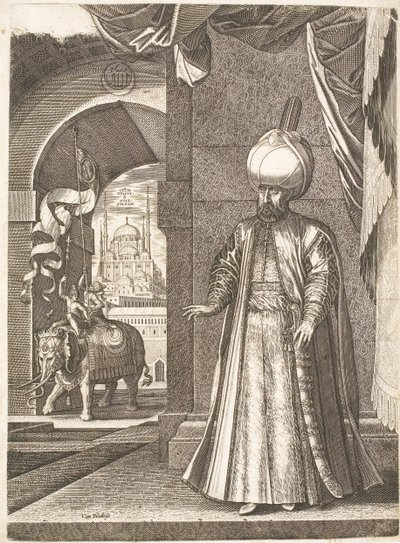 Csodálatos Szulejmán szultán portréja (állva) alkotó: Melchior Lorck